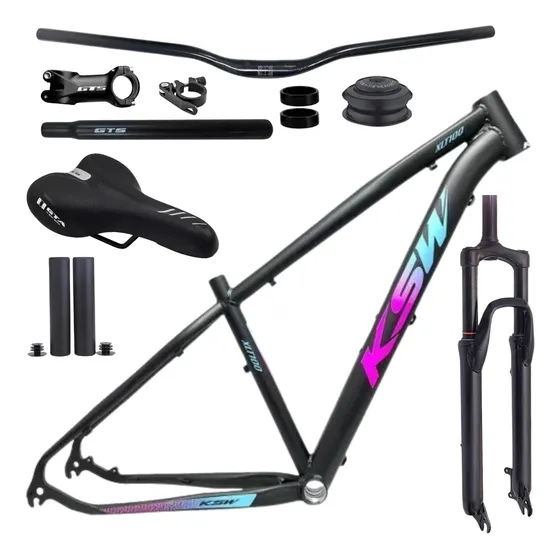 Quadro De Bicicleta Aro 29 Em Alumínio Suspensão Kit Guidão