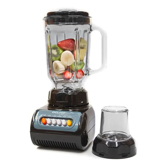 Licuadora Delhi 2 En 1 600w Jarra Y Picador De Vidrio 1.5l Color Negro