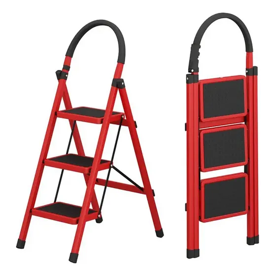 Escalera De Acero Tubular Tipo Tijera Plegable 3 Escalones
