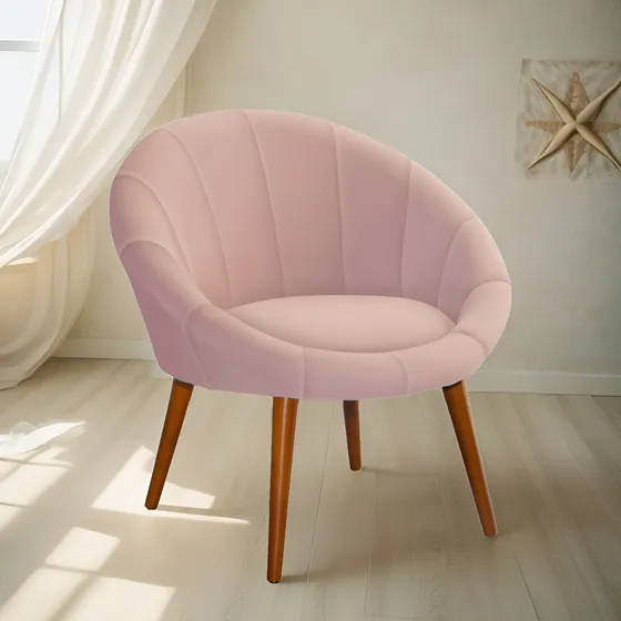 Poltrona Sofisticada Mississipi Rosê Veludo Para Sala Estar