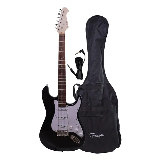 Guitarra eléctrica Parquer st100 ST100 stratocaster de tilo 2019 negra laca con diapasón de palo de rosa