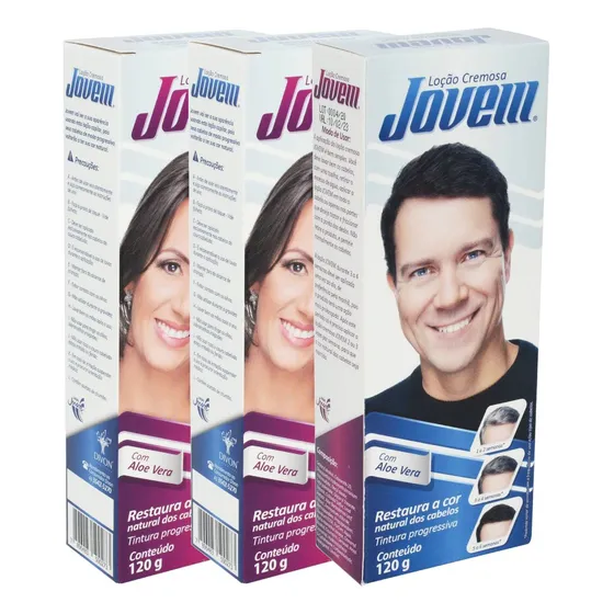Loção Jovem Cremosa Escurecedora Cabelo Unisex Kit Com 3