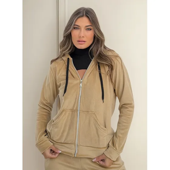 Campera Mujer  Plush Bifaz Elastizada Abrigada Con Capucha 