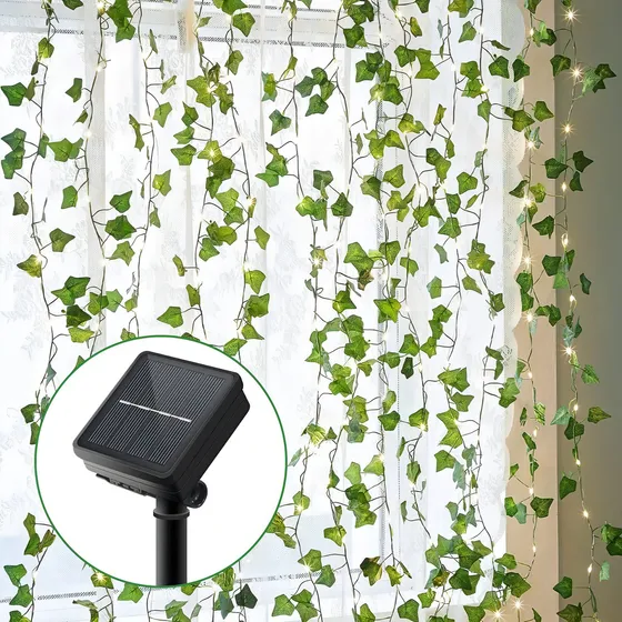 Cortina Solar Led Hoja 3x3 Mts Luz Cálida 8 Modos Decoración Color de las luces Amarillo