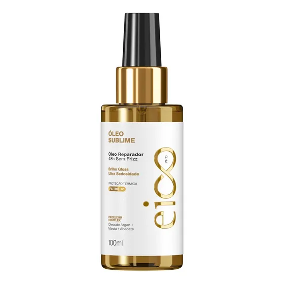 Eico Pro Óleo Sublime Reparador 48h Sem Frizz Brilho Gloss Ultra Sedosidade Proteção Térmica Filtro Solar