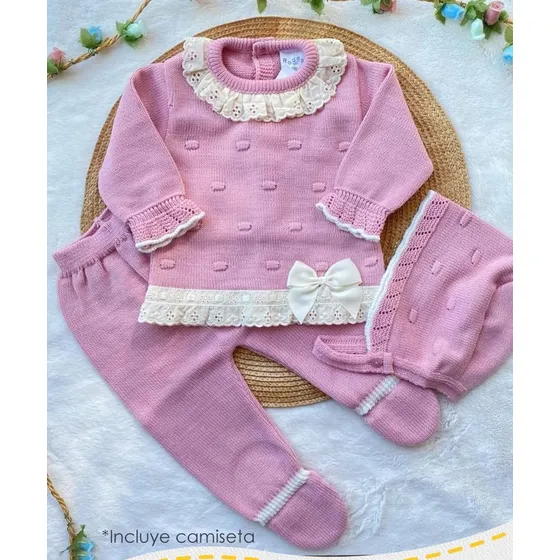 Conjunto Bebé Lazo Tejido Español Rodes Ref. 4932