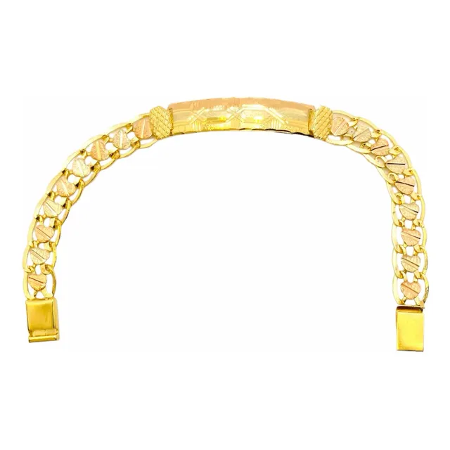 Pulsera Esclava Corazones Oro Florentino 10k 17.2cm