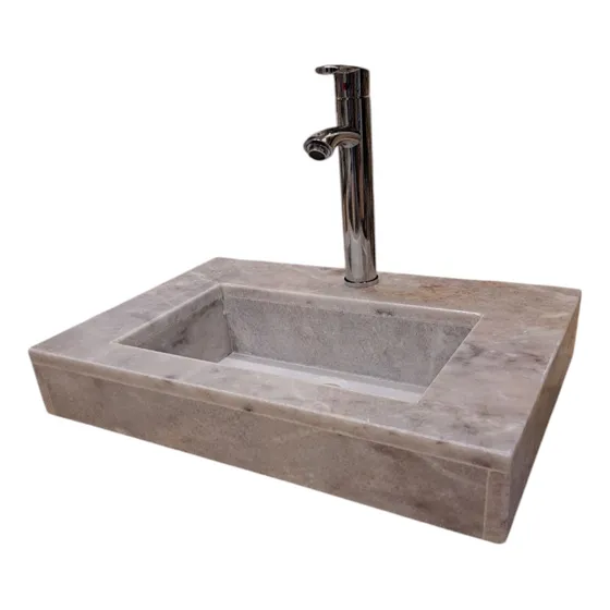 Lavabo Rampa Tipo Cascada Mármol Blanco 60 X 40 X 10