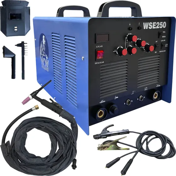 Máquina Inversora De Solda Tig 250 AC/DC Para Alumínio Inox Cor Azul 220V WWSoldas