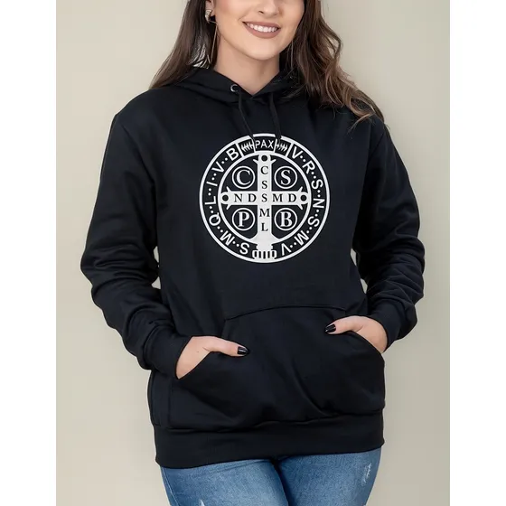 Moletom São Bento Country Religião Moleton Canguru Com Capuz