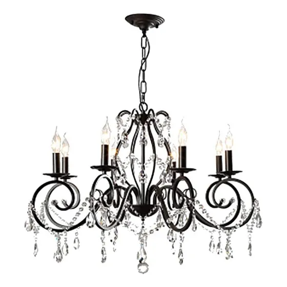 Candelabro Cristal Largo Brillante Lampara Colgante Hierro 8