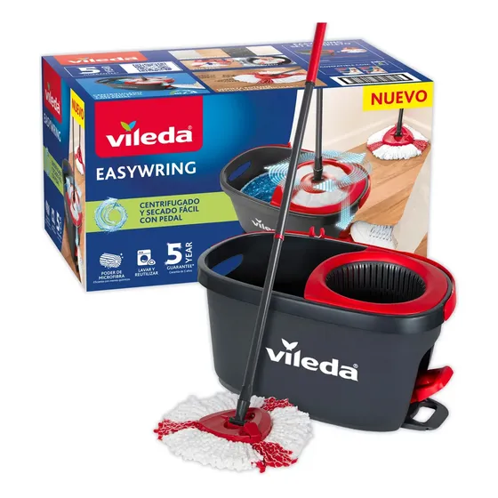 Mopa Giratoria Balde Y Pedal Vileda Easy Wring & Clean Turbo Blanco