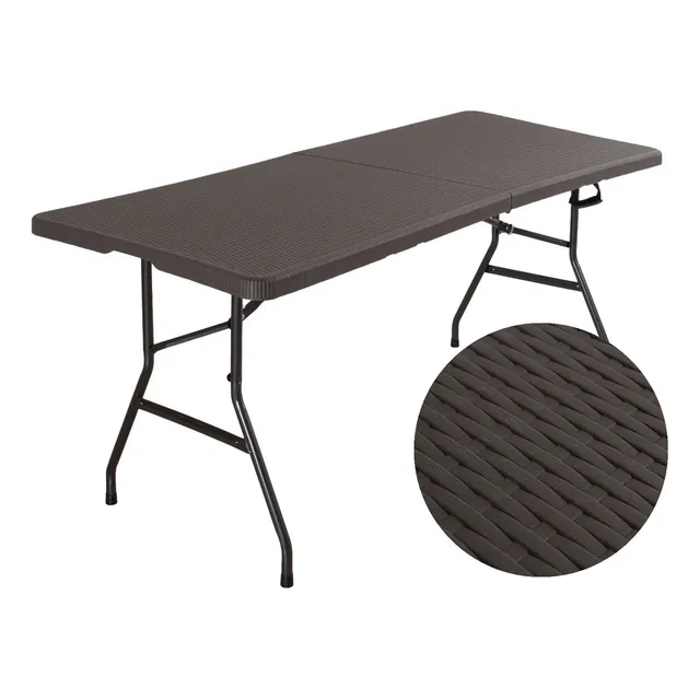 Mesa Plegable De Plástico Jardín ITEM 72 acero y plástico color café