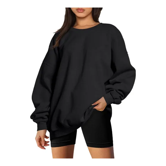 Blusa Informal Manga Larga Cuello Redondo Gran Tamaño Color