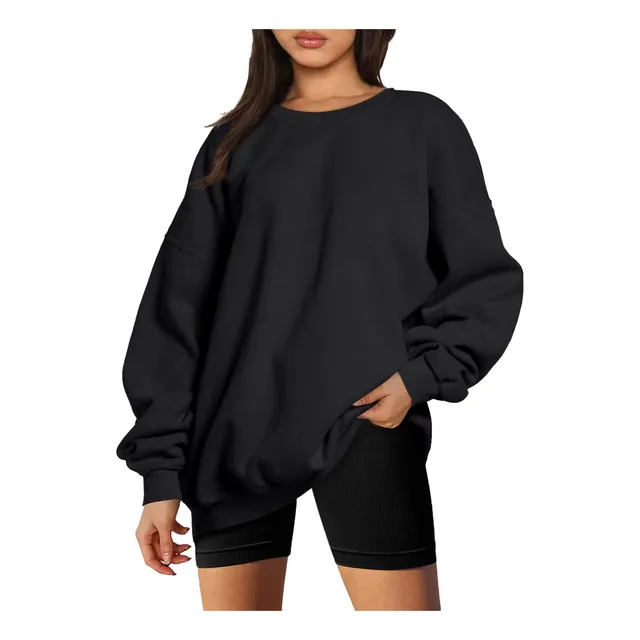 Blusa Informal Manga Larga Cuello Redondo Gran Tamaño Color