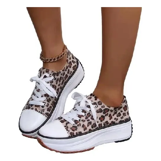 Zapatos De Mujer De Suela Gruesa De Lona Casual