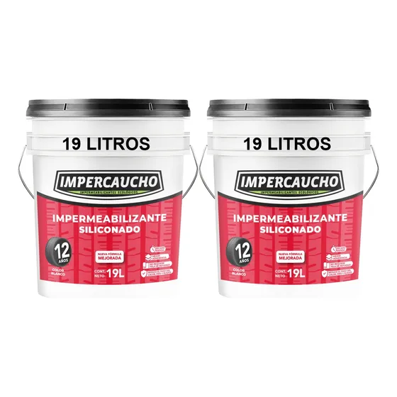 Par Impermeabilizante Impercaucho Siliconado Rinde 40m2 Reduce El Calor Y Ruidos Ecológico Hecho Con Llanta Reciclada Para Una Alta Durabilidad Color Rojo Terracota