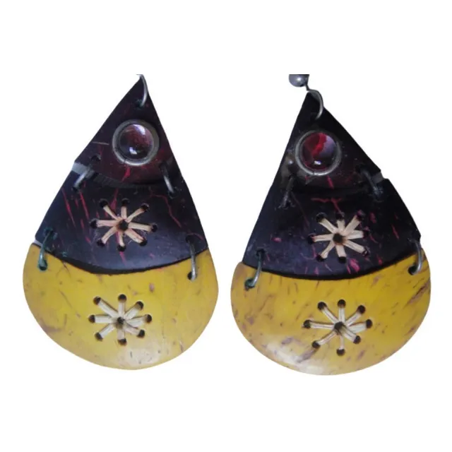 Zarcillos De Concha De Coco Étnicos