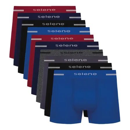 Kit 10 Cueca Boxer Sem Costura Microfibra Selene Masculina