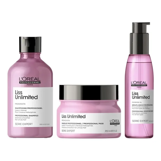 Shampoo + Mascarilla + Sérum Alisador Loreal Liss Unlimited