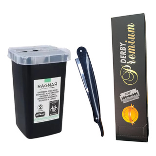 Kit Blister Filos Derby Premium + Desechador + Navaja Barber Kit Blister Filos Derby Premium + Desechador + Navaja Barber