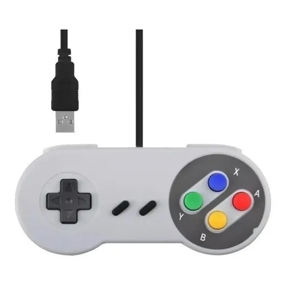 Controle Nintendo Snes Usb Para Pc Windows Mac Linux Cor Cinza