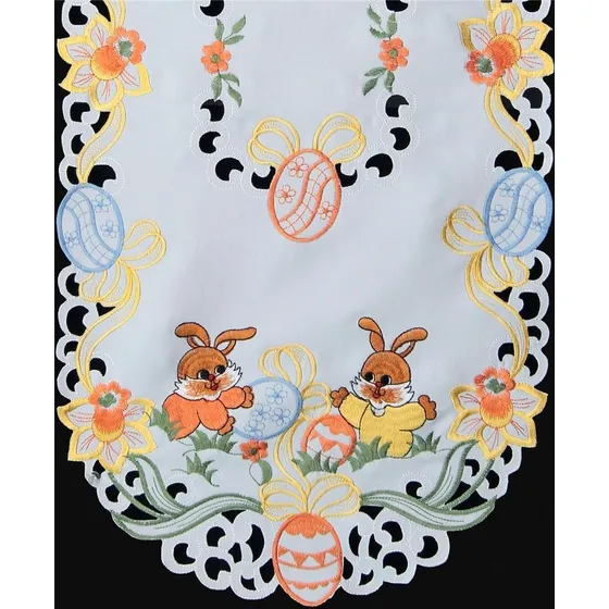 Linens Camino Mesa Bordado Diseño Floral Conejito Pascua 15