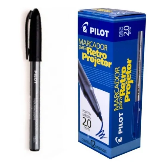 Marcador P/ Retroprojetor Pilot 2.0 Preto - Cx C/ 12