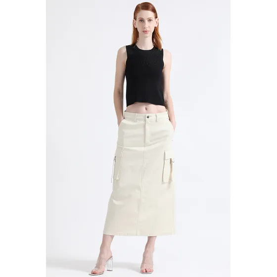 Falda Cargo Gabardina Crudo Liola