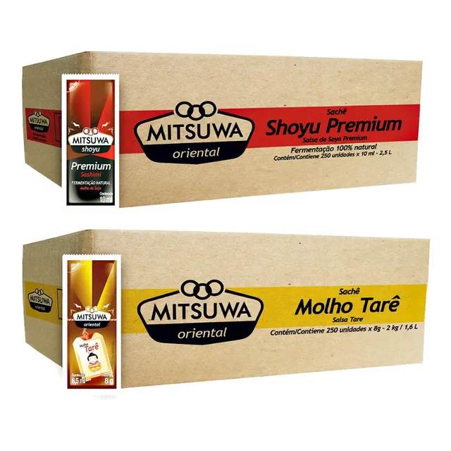 Kit Sachês Mitsuwa Molho Tarê 252un Shoyu 250un Para Sushi
