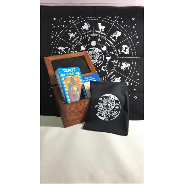 Kit Combo Set Tarot Balbi + Cofre + Paño Astrologico