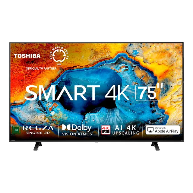 Toshiba Televisión 75C350NM Pantalla 75 Pulgadas, Smart Fire Tv Uhd 4k,control Remoto Por Voz Con Alexa, Escalador 4k Dolby Vision Atmos, modo Juego, Tv En Vivo Sin Cable