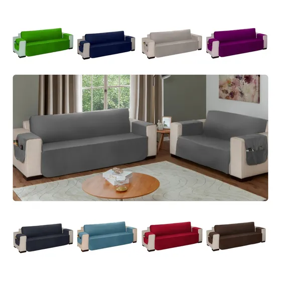 Kit Protetor Sofá Aveludado 3 E 2 Lugares Suede Premium