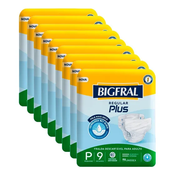 Fralda Geriátrica Bigfral Plus Regular Tamanho P - 8 Pacotes
