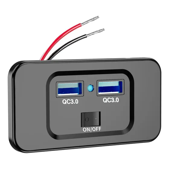 Tomada Usb Rv 12v Para Montagem Em Parede Porta De Carregame