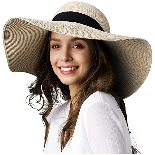 Sombrero De Paja Para Mujer De Ala Ancha