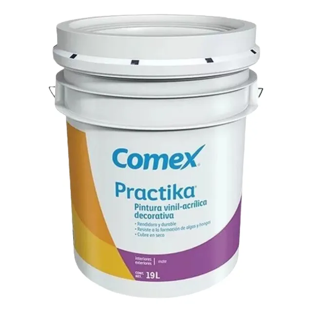 Pintura Vinil Acrilica Comex 19l Interior Exterior Practika Acabado Mate Color Amaranto