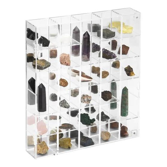 Vitrina Ajustable De Acrílico Para Colección De Piedras Mine