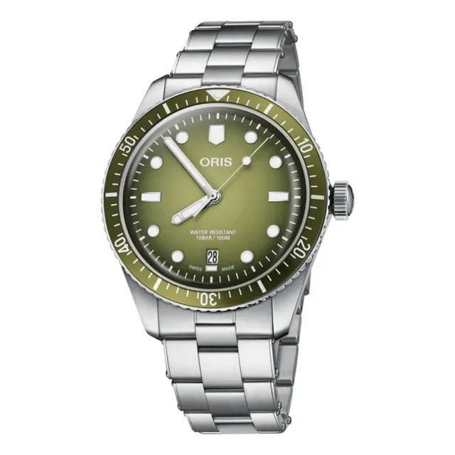 Reloj Oris Divers Sixty-five 01 733 7707 4057-07 8 20 18 Correa Plateado Bisel Verde Fondo Verde