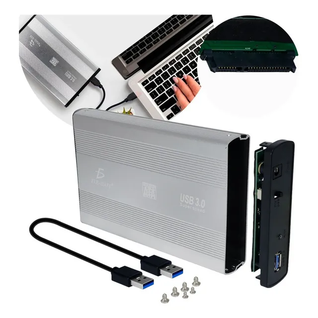 Gabinete Case 3.5 PuLG Sata Usb 3.0 Disco Duro 4tb Laptop Pc Color Plata