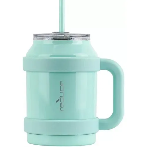 Termo Reduce Cold-1 (1478 Ml) - Verde Claro, Acero Inoxidable Con Asa Y Popote, Aislado Al Vacío, Mantiene Bebidas Frías 36 Horas, Apto Para Lavaplatos, A Prueba De Sudor, Diseño Elegante Y Resistente