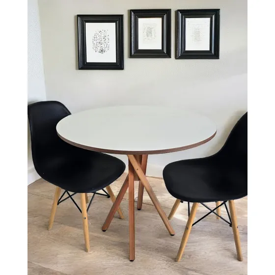 Mesa Jantar Redonda Madeira 80cm Estilo Industrial 