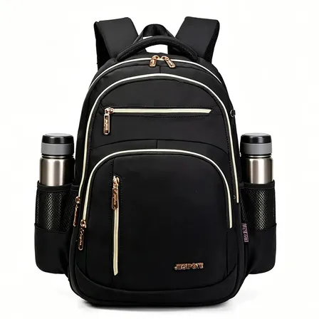 Mochila feminina, ideal para deslocamentos diários, viagens e estudos, impermeável, reforçada, com capacidade para portátil, 24L (preto)