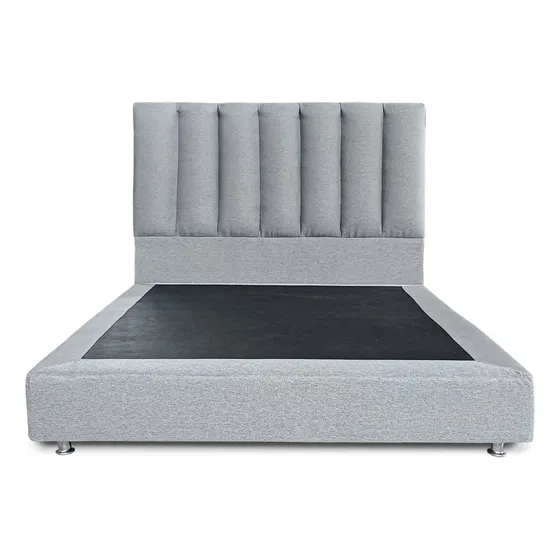 Cama Matrimonial Con Copete Box Spring Tapizados Tela Bipiel