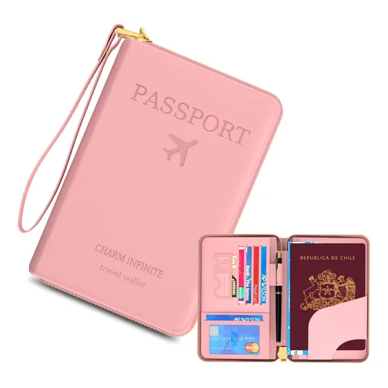 Porta Pasaporte Documentos Funda Protectora Viaje Con Rfid