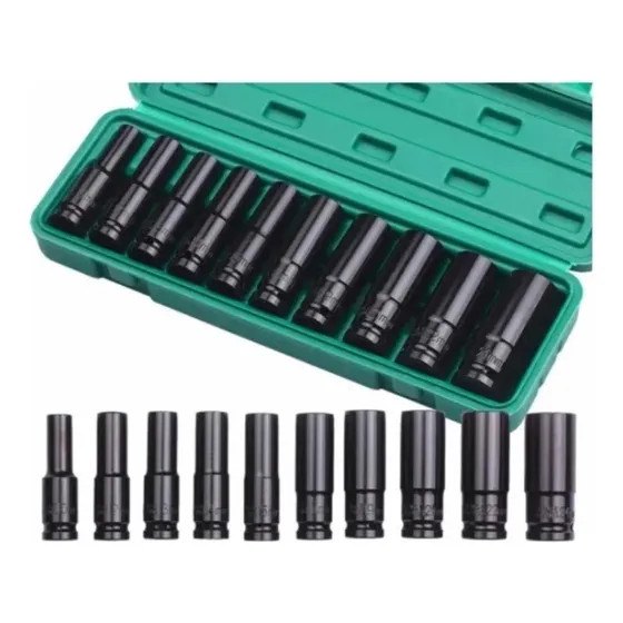 Juego De Dados De Impacto 1/2, 10 Piezas De 10 A 24 Mm Set