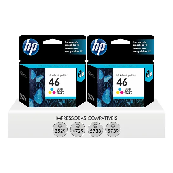 Kit 2 Cartuchos Colorido Hp 46 Original 2529 4729 5738 5739
