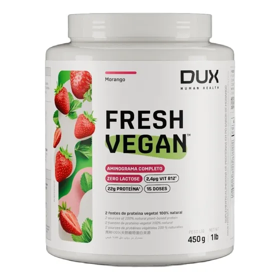 Fresh Vegan Proteina Vegana Morango 450g - Dux 