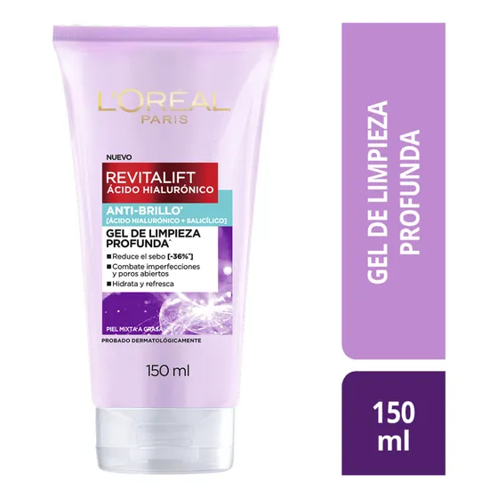 Gel Limpieza L'oréal Paris Revitalift Oil Control Antibrillo Mixta A Grasa Día/noche