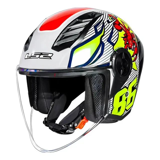 Capacete Ls2 Airflow Ii Of616 S Sting Branco Amarelo Aberto